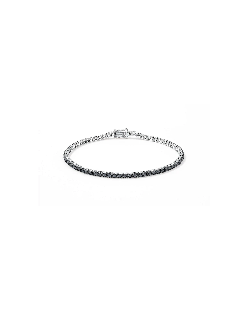 Bracelet Tennis Pour Homme Avec Diamants Noirs Totalisant 4,45 Carats En Argent Sterling