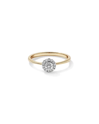 0.10 Carat TW Round Cluster Diamond Promise Ring in 10kt Yellow and White Gold