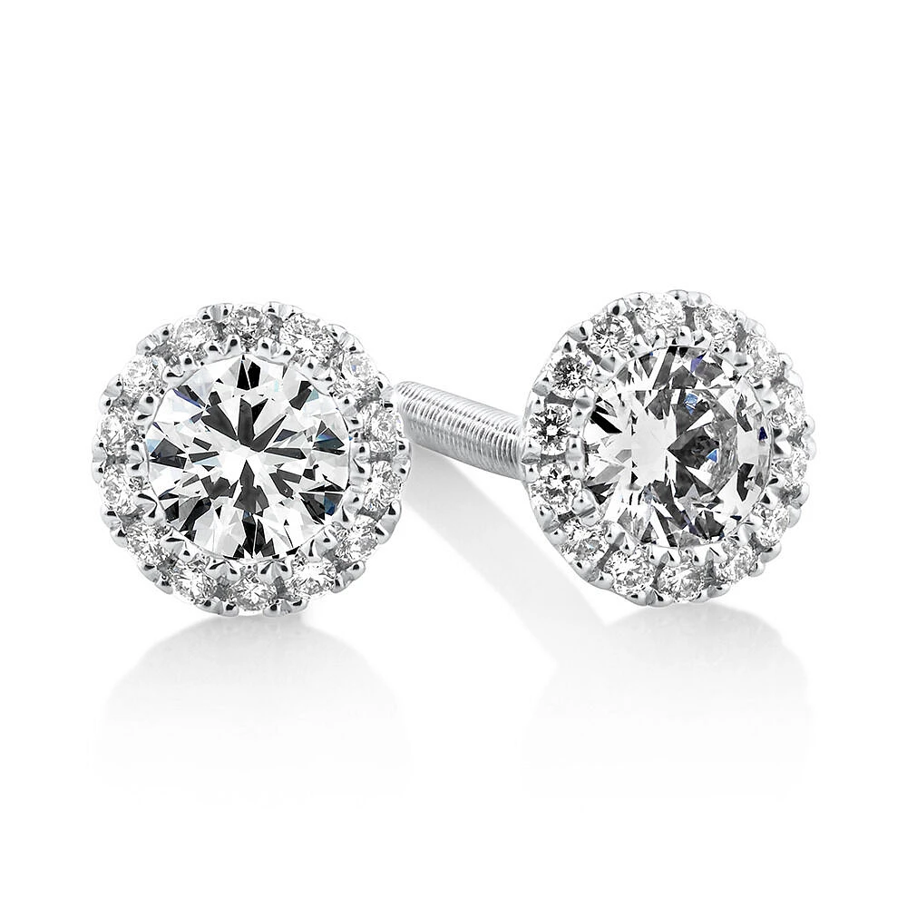 Sir Michael Hill Designer Halo Earrings with 0.52 Carat TW of Diamonds in 18kt White Gold