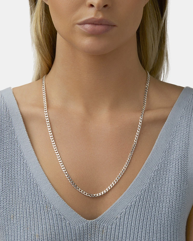 60cm (24") 4.3mm Width Curb Chain in Sterling Silver