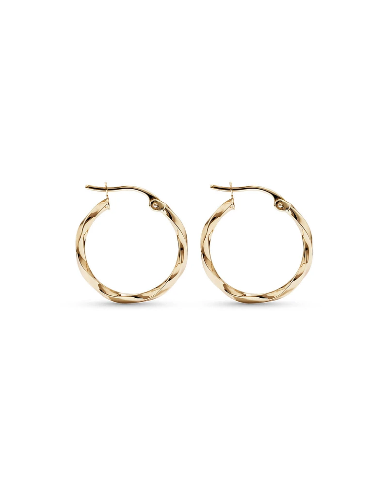 15mm Square Twist Hoop Earrings in 10kt Rose Gold