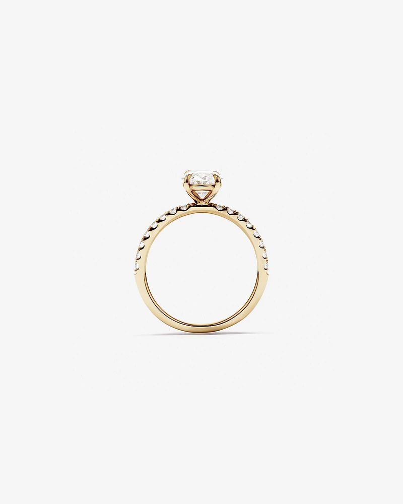 1.81 Carat TW Oval Lab-Grown Diamond Side Accent Engagement Ring in 14kt Yellow Gold