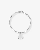 19cm (7.5") Engravable Heart Bead Bracelet in Sterling Silver