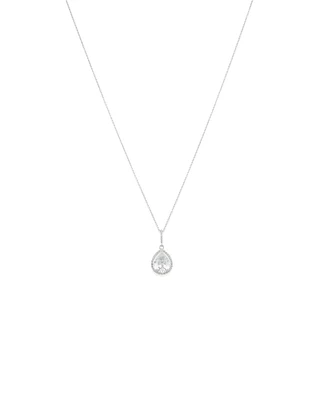 Pear Shape Cubic Zirconia Halo Pendant in Sterling Silver