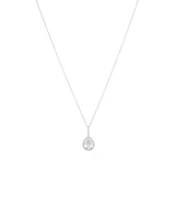 Pear Shape Cubic Zirconia Halo Pendant in Sterling Silver