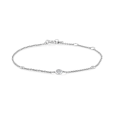 Bracelet en argent sterling avec diamants isolés totalisant 0,10 ct