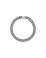 Men's 1.32 Carat TW Men's Black Diamond Cuban Bracelet in Sterling Silver
