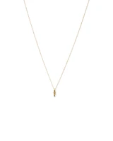 Diamond Star Accent Narrow Signet Pendant with Chain in 10kt Yellow Gold