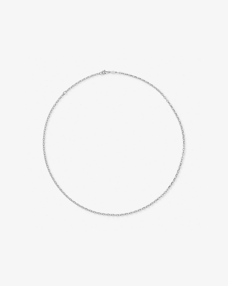 50cm (20") 2.5mm Width Oval Belcher Chain Necklace in Sterling Silver