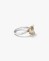 Ring with Green Amethyst in Sterling Silver & 10kt Yellow Gold