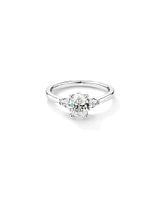 1.10 Carat TW Oval & Pear Cut Three Stone Engagement Ring in 18kt White Gold