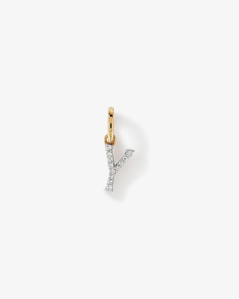 Diamond Letter Y Initial Pendant in 10kt Yellow Gold