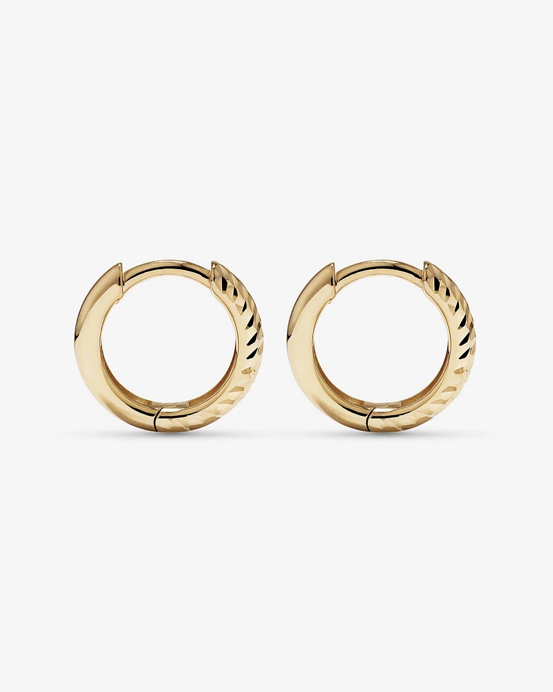 9mm Diamond Cut Huggie Hoop Earrings in 10kt Yellow Gold