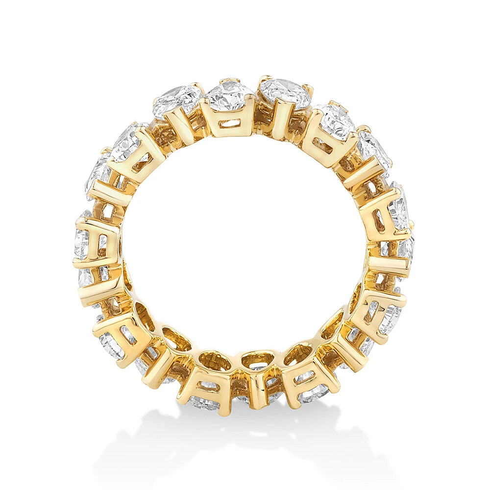 5.90 Carat TW Pear Cut Laboratory-Grown Diamond Eternity Ring in 14kt Yellow Gold