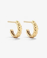 Diamond-Cut Dome Hoop Studs in 10kt Yellow Gold