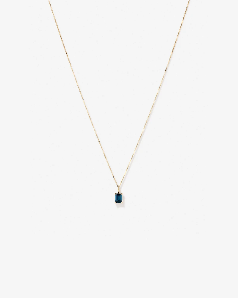 Emerald Cut London Blue Topaz Gemstone Pendant Necklace in 10kt Yellow Gold