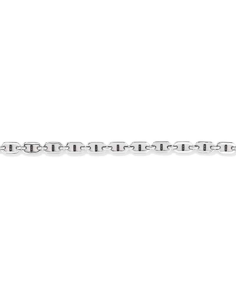 Men's 0.30 Carat TW Men's Black Diamond Link Bracelet in Sterling Silver