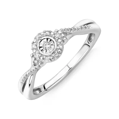 Promise Ring with Diamonds Sterling Silver