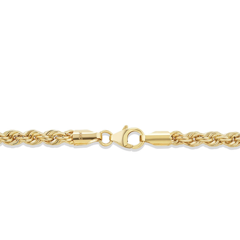 19cm (7.5") 4mm-4.5mm Width Rope Bracelet in 10kt Yellow Gold