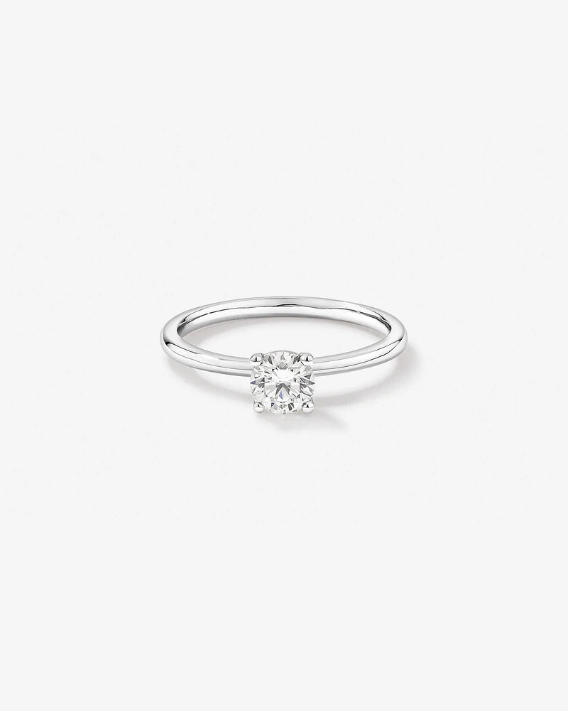 Bague solitaire en diamant canadien rond brillant 0,50 carat poids total en or blanc 18 kt