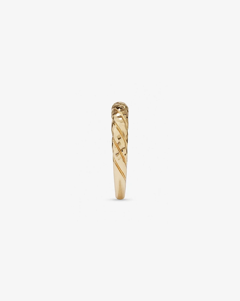 Diamond-Cut Crossaint Ring in 10kt Yellow Gold