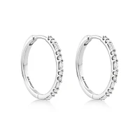 0.25 Carat TW Diamond Dot Dash Hoop Earrings in 10kt White Gold