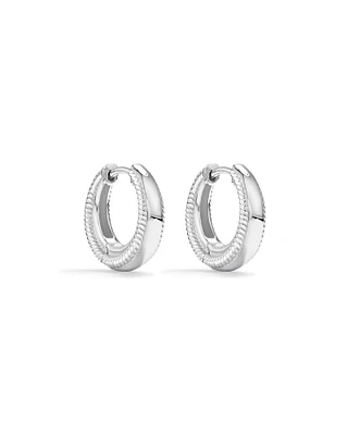 Textured Tapered Dome Huggie Earrings in Sterling Silver