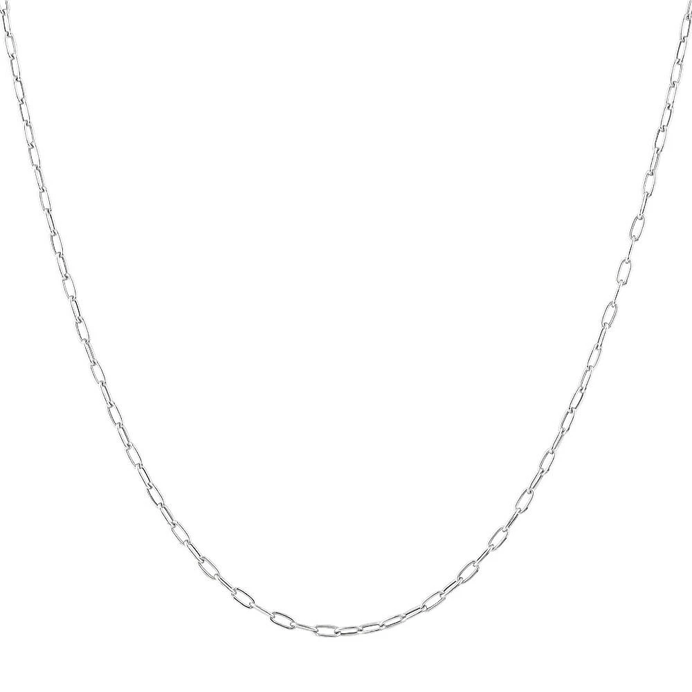 2mm Wide Hollow Paperclip Chain in 10kt White Gold