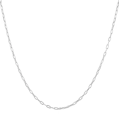 2mm Wide Hollow Paperclip Chain in 10kt White Gold