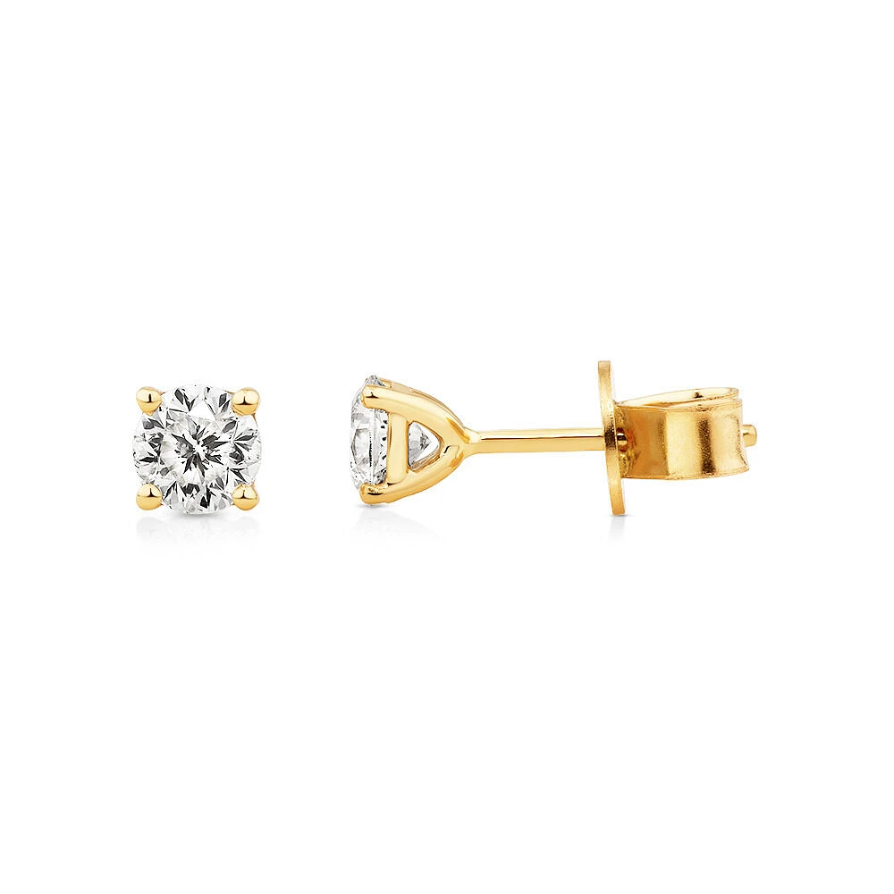 0.75 Carat TW Diamond Solitaire Stud Earrings in 18kt Yellow Gold