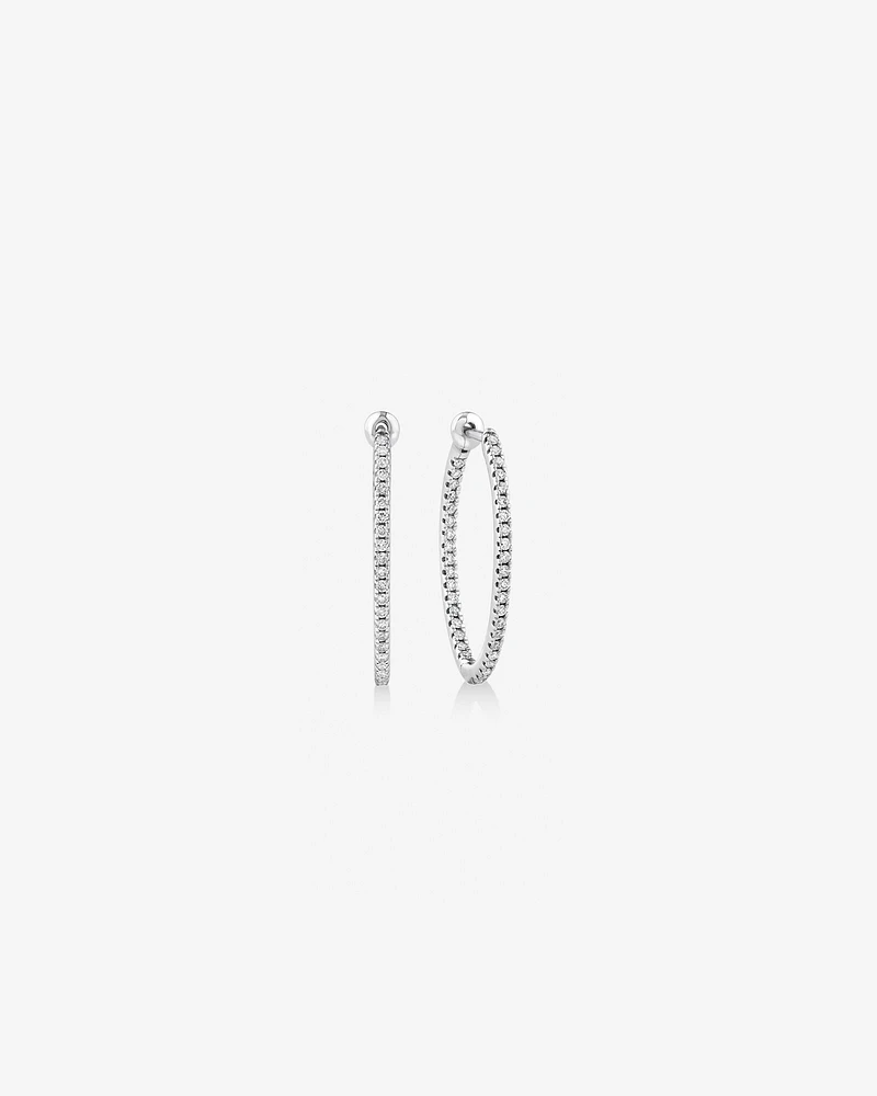 Oval Shape Hoop Earrings with 0.50ct TW of Diamonds in 10kt White Gold