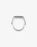 Men's Blue Sodalite Gemstone Rectangle Signet Ring in Sterling Silver