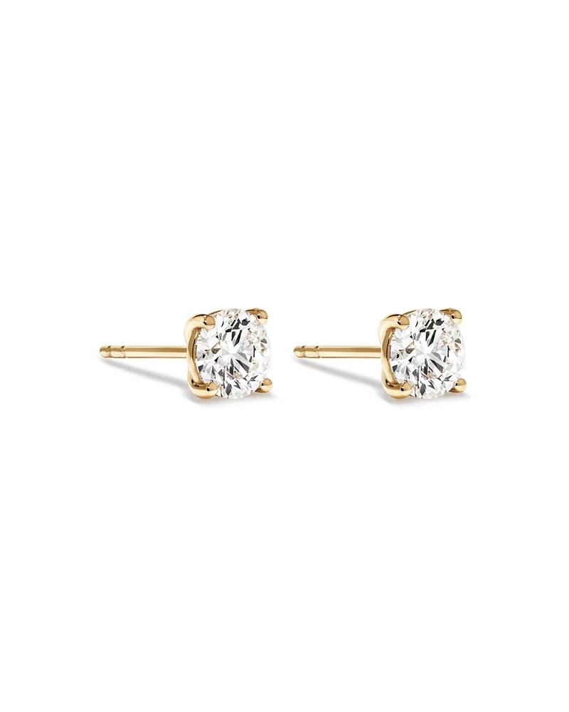 Carat TW Laboratory-Grown Diamond Solitaire Stud Earrings in 14kt Gold