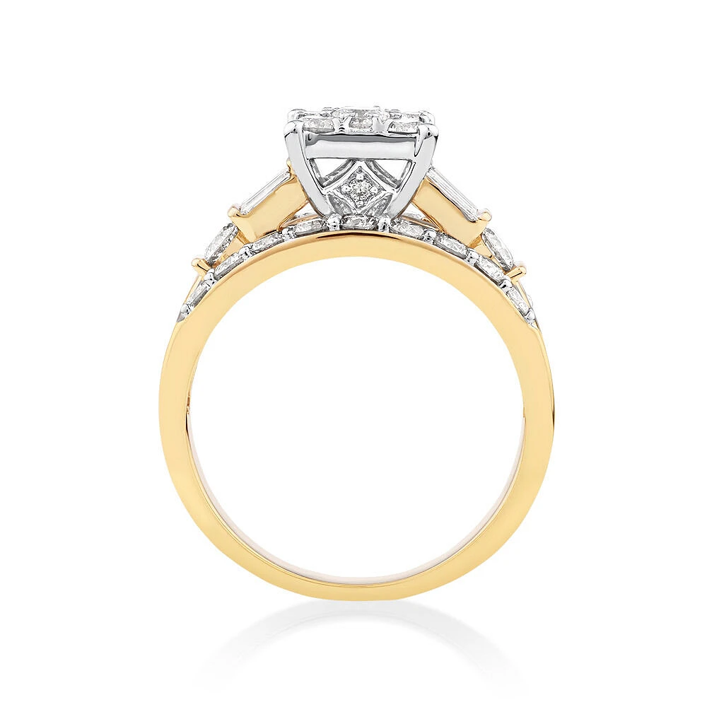 Engagement Ring with 1.75 Carat TW of Diamonds in 14kt White and Yellow Gold