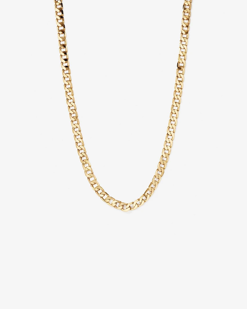 55cm (22") 8.9mm Width Solid Flat Bevelled Curb Chain in 10kt Yellow Gold