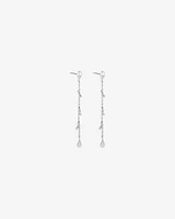 Pear Station Drop Earrings in Sterling Silver