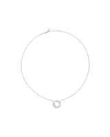 Cubic Zirconia Vine Circle Pendant Necklace in Sterling Silver