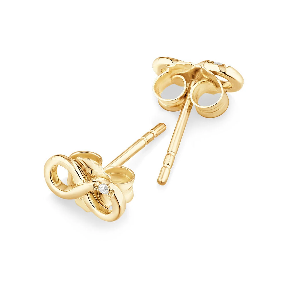 Diamond Accent Infinity Stud Earrings in 10kt Yellow Gold