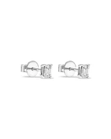 0.50 Carat TW Emerald Cut Diamond Solitaire Stud Earrings in 18kt White Gold