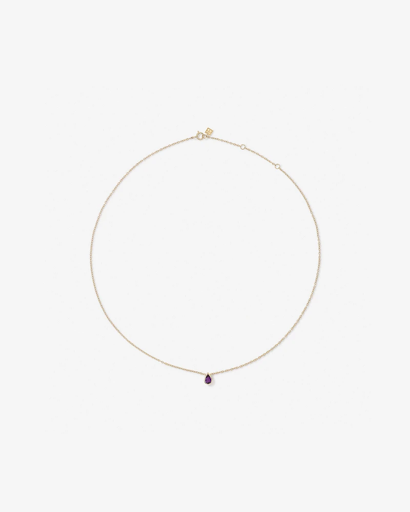 Collier Lariat Avec Améthyste Violette Taille Poire Et Diamants En Or Jaune 10 Ct