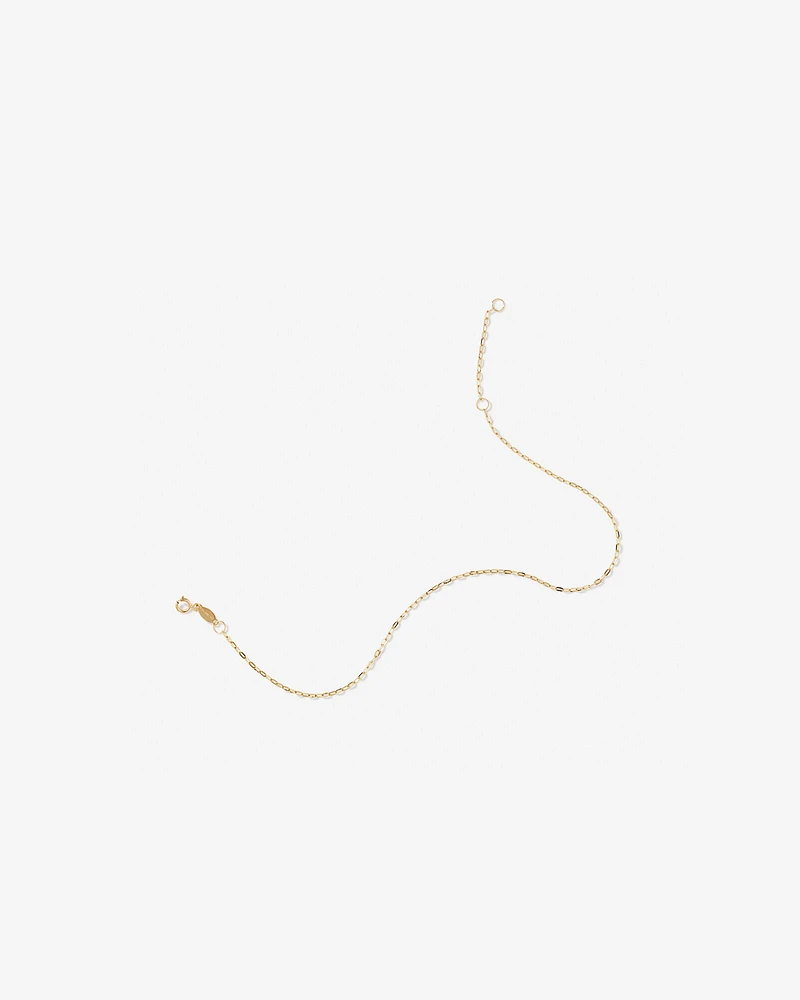 Flat Paperclip Chain Anklet in 10kt Yellow Gold