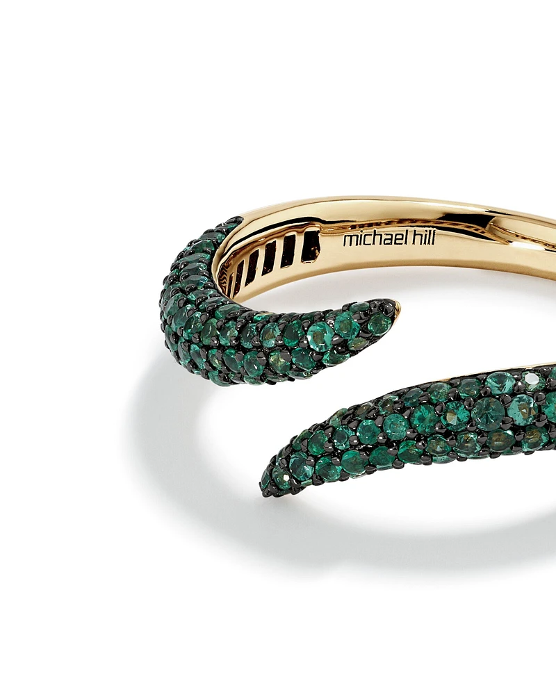 Stardust Emerald Pave Bypass Ring in 10kt Yellow Gold