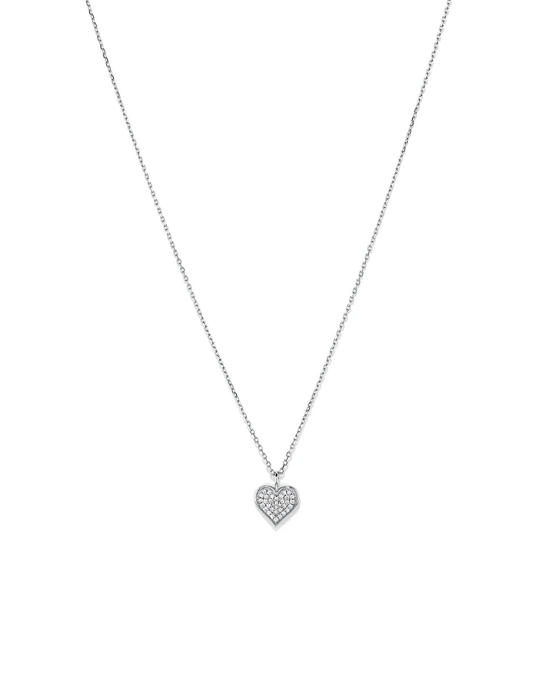 Cubic Zirconia Closed Heart Pendant Necklace in Sterling Silver