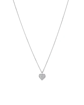 Cubic Zirconia Closed Heart Pendant Necklace in Sterling Silver