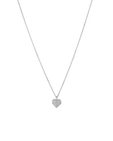 Cubic Zirconia Closed Heart Pendant Necklace in Sterling Silver