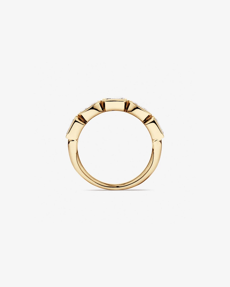 1.50 Carat TW Bezel Set Emerald and Oval Cut Lab-Grown Diamond Wedding Band in 14kt Yellow Gold