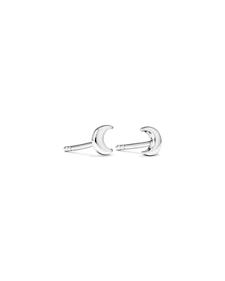 Crescent Moon Stud Earrings in Sterling Silver