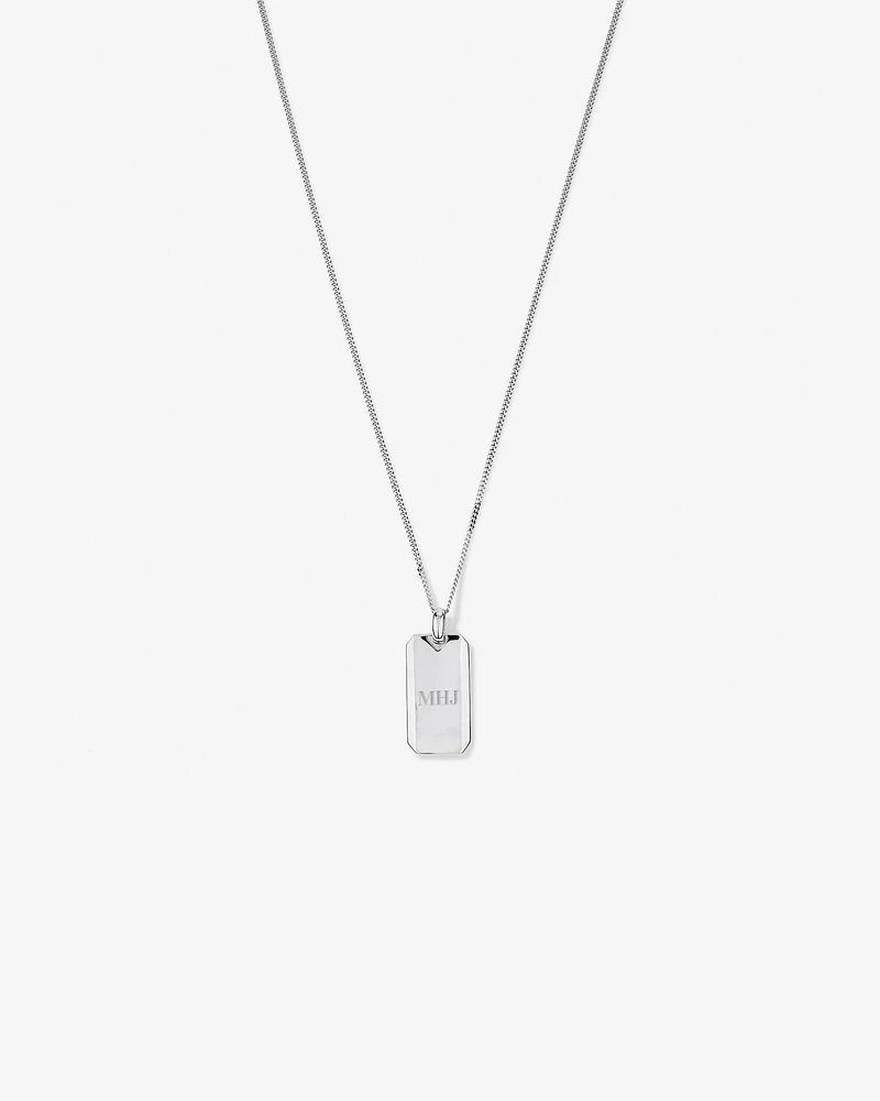 Plaque d'identité en argent sterling avec diamant