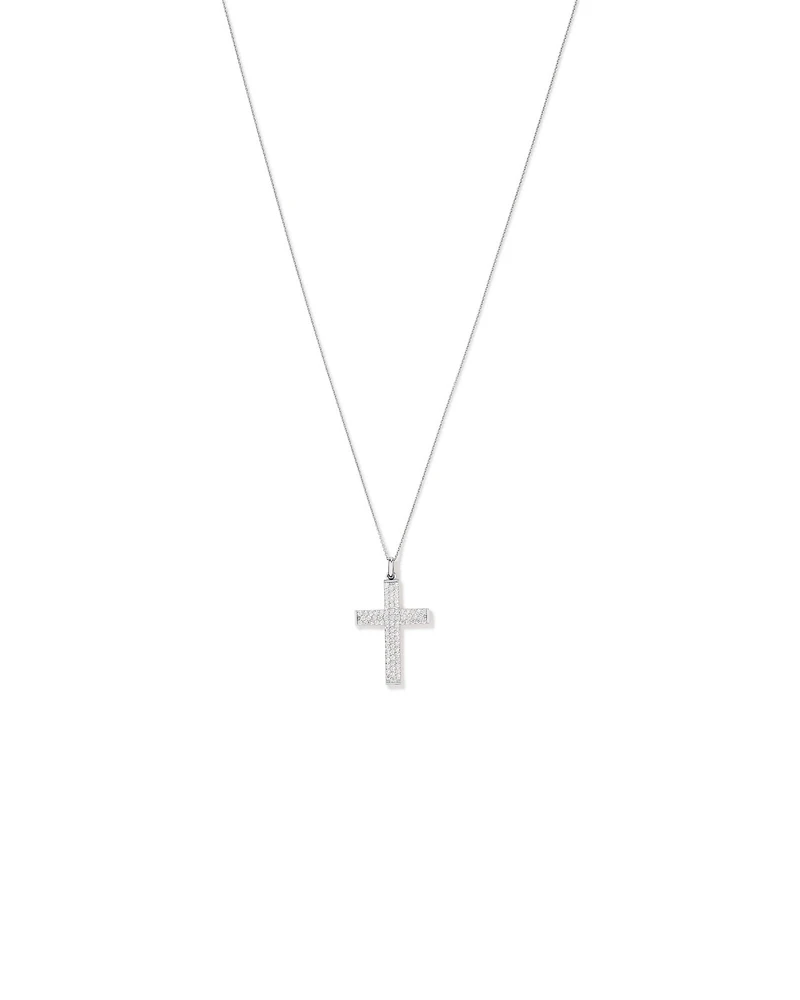 Collier pendentif croix en forme de coussin en zircon cubique en argent sterling