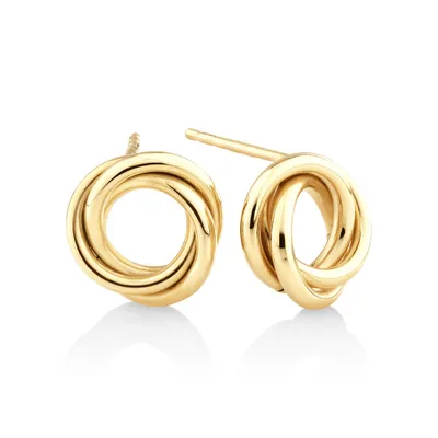 Knot Stud Earrings in 10kt Yellow Gold